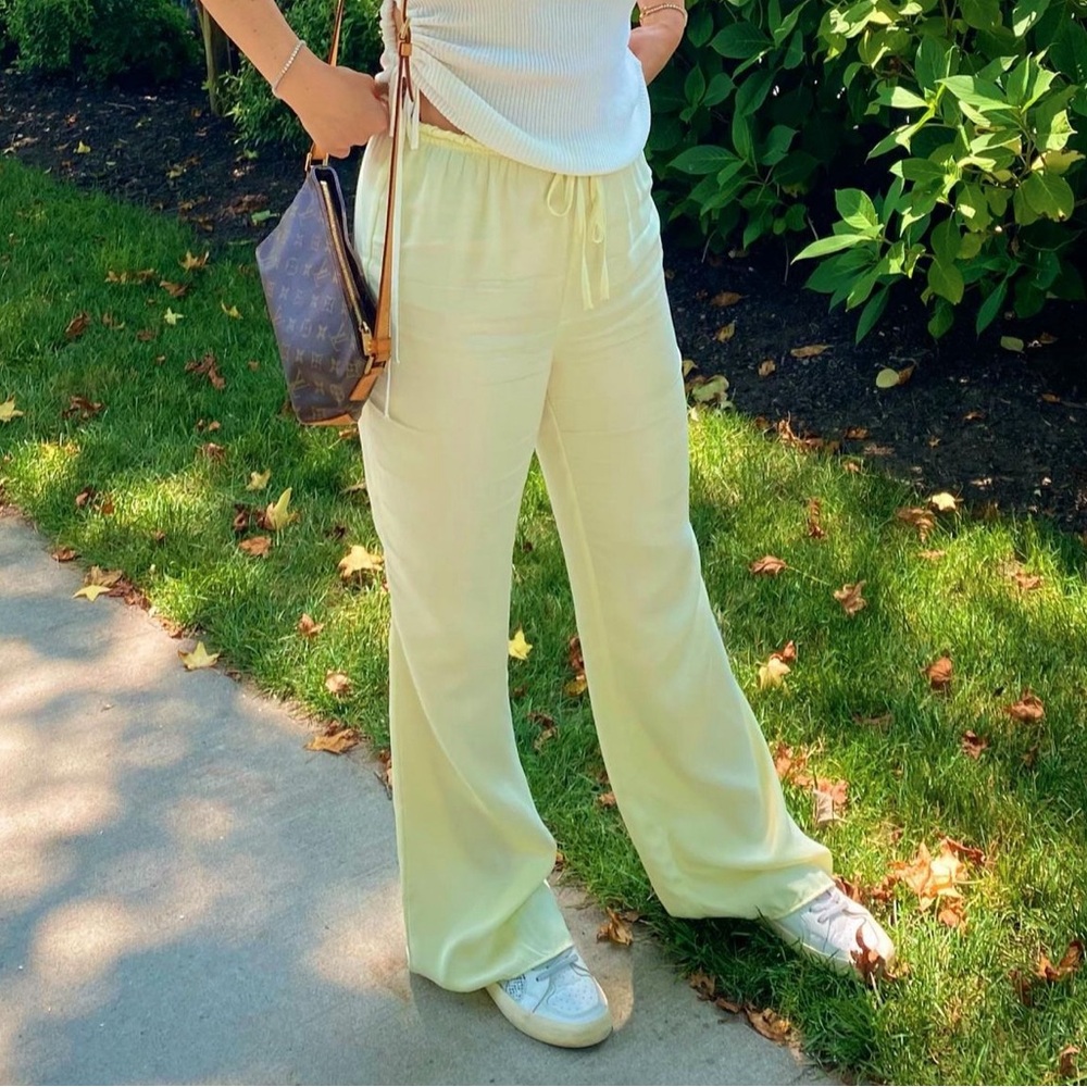 Zara silk yellow pants